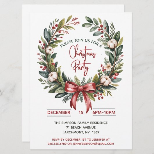 Christmas Wreath Party Einladung (Vorne/Hinten)