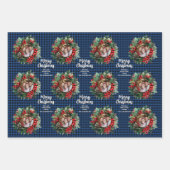 Christmas Wreath Plaids Family Photos Personalized Geschenkpapier Set (Vorderseite 3)