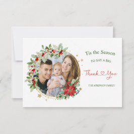 Christmas Wreath Poinsettia Foto Dankeschön Dankeskarte
