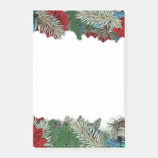 Christmas Wreath Poinsettias Garland Post-It Notes Post-it Klebezettel (Vorderseite)