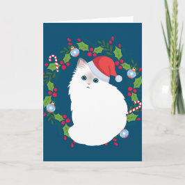 Christmas Wreath Ragdoll Cat Karte