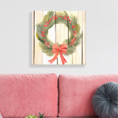 Christmas Wreath Red Bow | Hübscher Pinienwald Leinwanddruck (Insitu (Wohnzimmer))