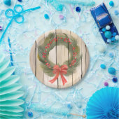 Christmas Wreath Red Bow | Hübscher Pinienwald Pappteller (Party)