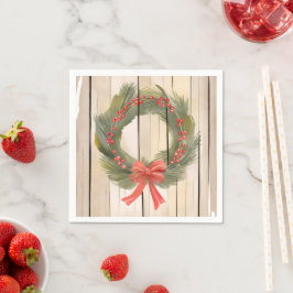 Christmas Wreath Red Bow | Hübscher Pinienwald Serviette