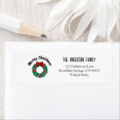 Christmas Wreath Red Bow Lights Personalized Name (Insitu)