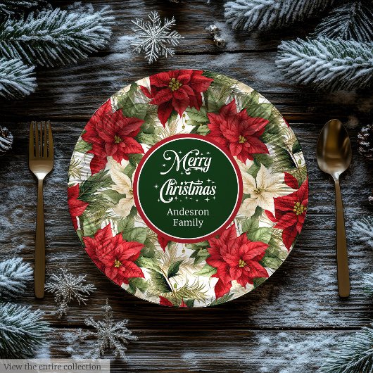 Christmas Wreath Red Green Modern Paper Plates Pappteller