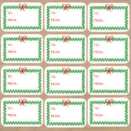 Christmas Wreath 'To and From' Sticker Labels