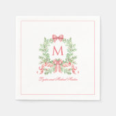 Christmas Wreath w Candy Cane Bow | Monogram Serviette (Vorderseite)