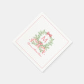 Christmas Wreath w Candy Cane Bow | Monogram  Serviette (Ecke)