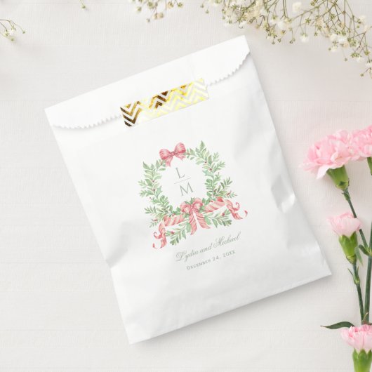 Christmas Wreath w Candy Cane Bow | Monogramm Geschenktütchen (Versiegelt)