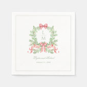 Christmas Wreath w Candy Cane Bow | Monogramm Serviette (Vorderseite)