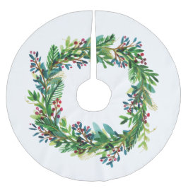 Christmas Wreath Watecolor Polyester Weihnachtsbaumdecke