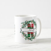 Christmas Wreath with Lights – Personalized Name D Kaffeetasse (VorderseiteRechts)