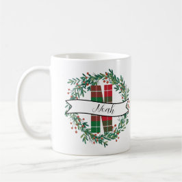 Christmas Wreath with Lights – Personalized Name D Kaffeetasse