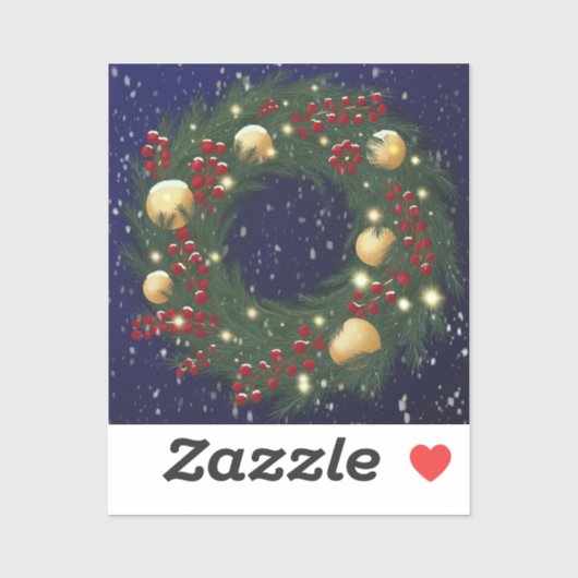 Christmas wreath with pine branches aufkleber (Blatt)