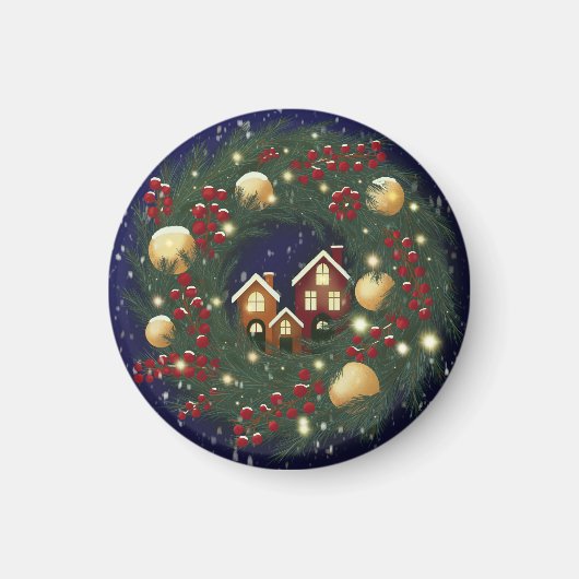 Christmas wreath with pine branches magnet (Vorne)