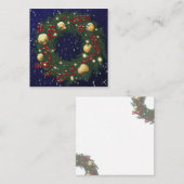 Christmas wreath with pine branches quadratische visitenkarte (Vorne/Hinten)