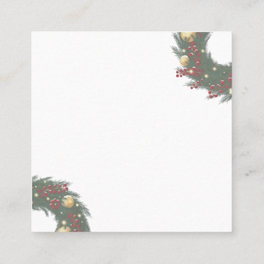 Christmas wreath with pine branches quadratische visitenkarte (Rückseite)