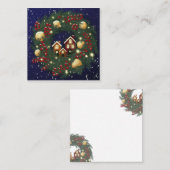 Christmas wreath with pine branches quadratische visitenkarte (Vorne/Hinten)