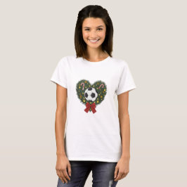 Christmas Wreath with Soccer Ball T-Shirt
