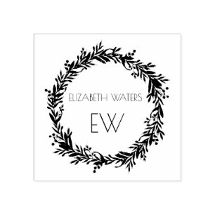CHRISTMAS WREATHOLZKUNST BRIEFMARKE MIT INITIALEN GUMMISTEMPEL