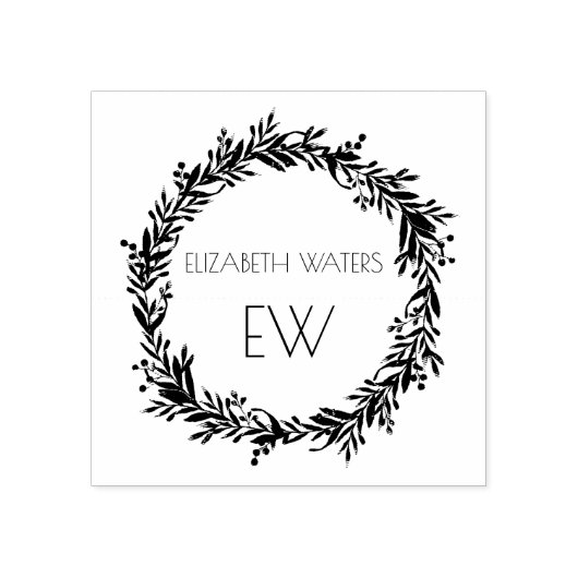 CHRISTMAS WREATHOLZKUNST BRIEFMARKE MIT INITIALEN GUMMISTEMPEL (Prägung)