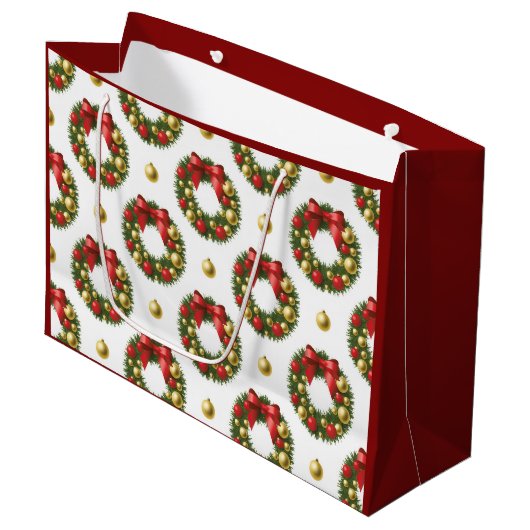Christmas Wreaths Große Geschenktüte (Vorderseite Schrägansicht)