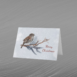 Christmas Wren Pine Boughs Wasserfarbe Feiertagskarte