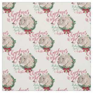 Christmas wünscht Baby Goat Kisses Angora Goat Stoff