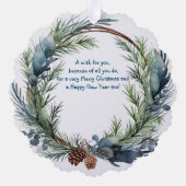 Christmas wünscht Grüne Wreath Co-Arbeiterin Ornament Karte (Rückseite)