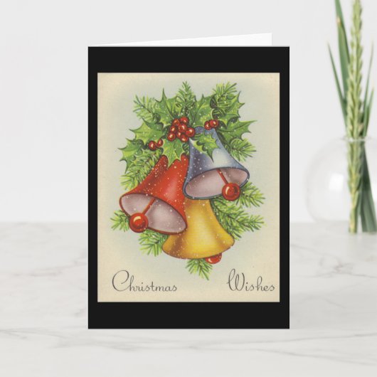 Christmas wünscht Jingle Bells Vintag Feiertagskarte (Vorderseite)