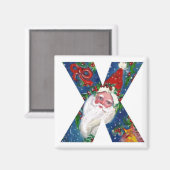 CHRISTMAS X BRIEF / SANTA RED RIBBON MONOGRAMM MAGNET (Vorderseite/Rückseite)