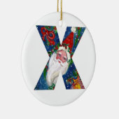 CHRISTMAS X SCHREIBEN / SANTA CLAUS MIT ROtem RIBB Keramik Ornament (Rechts)