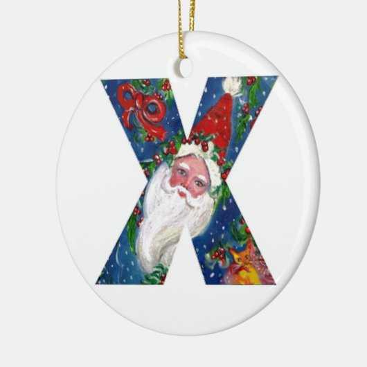 CHRISTMAS X SCHREIBEN / SANTA CLAUS MIT ROtem RIBB Keramik Ornament (Links)