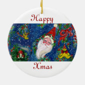 CHRISTMAS X SCHREIBEN / SANTA CLAUS MIT ROtem RIBB Keramik Ornament (Hinten)