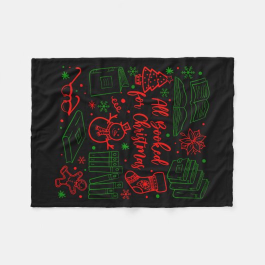 Christmas Xmas Book Lover Bookish All Booked For C Fleecedecke (Vorderseite (Horizontal))