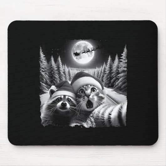 Christmas Xmas Holiday Funny Cat Taking Selfie Rac Mousepad (Vorne)