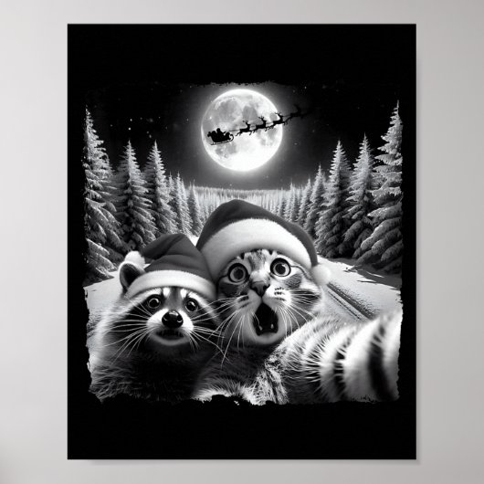 Christmas Xmas Holiday Funny Cat Taking Selfie Rac Poster (Vorne)