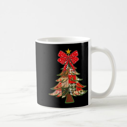 Christmas Xmas Tree Patchwork Coquette Bow Pajamas Kaffeetasse (Rechts)