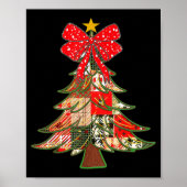 Christmas Xmas Tree Patchwork Coquette Bow Pajamas Poster (Vorne)