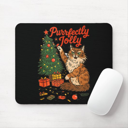 Christmas Xmas Vibes Cat Lover Cat Mom Purrfectly Mousepad (Mit Mouse)