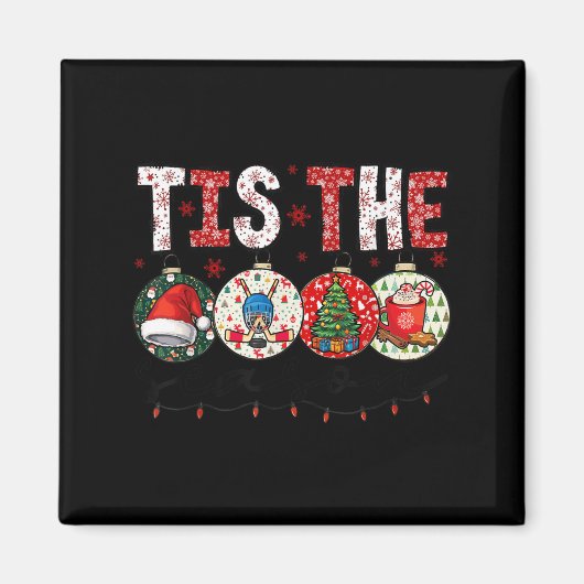 Christmas Xmas Vibes Hockey Lover Hockey Player Wi Magnet (Vorne)