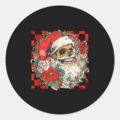 Christmas Xmas Vibes Skull Santa Lover Mistletoe H Runder Aufkleber (Vorderseite)