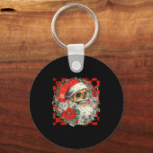 Christmas Xmas Vibes Skull Santa Lover Mistletoe H Schlüsselanhänger (Vorderseite)