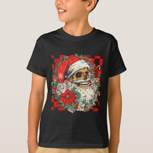 Christmas Xmas Vibes Skull Santa Lover Mistletoe H T-Shirt (Vorderseite)