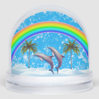 Christmas Y2K Dolphins Rainbow Snow Globe Schneekugeln
