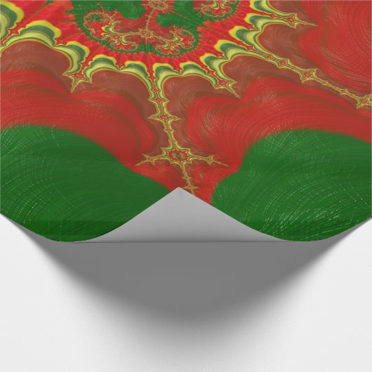 CHRISTMAS ~ Yellow Fraktal Pattern Green ~ Geschenkpapier (Ecke)
