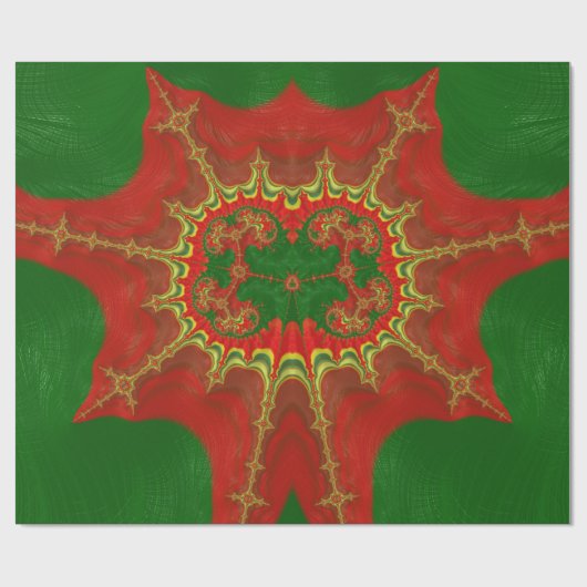 CHRISTMAS ~ Yellow Fraktal Pattern Green ~ Geschenkpapier (Flach)