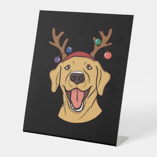 Christmas Yellow Lab Tri-blend T-Shirt Sockelschild (Vorderseite)