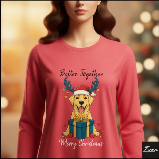 Christmas Yellow Labrador Gift Graphic Reindeer Tri-Blend Shirt